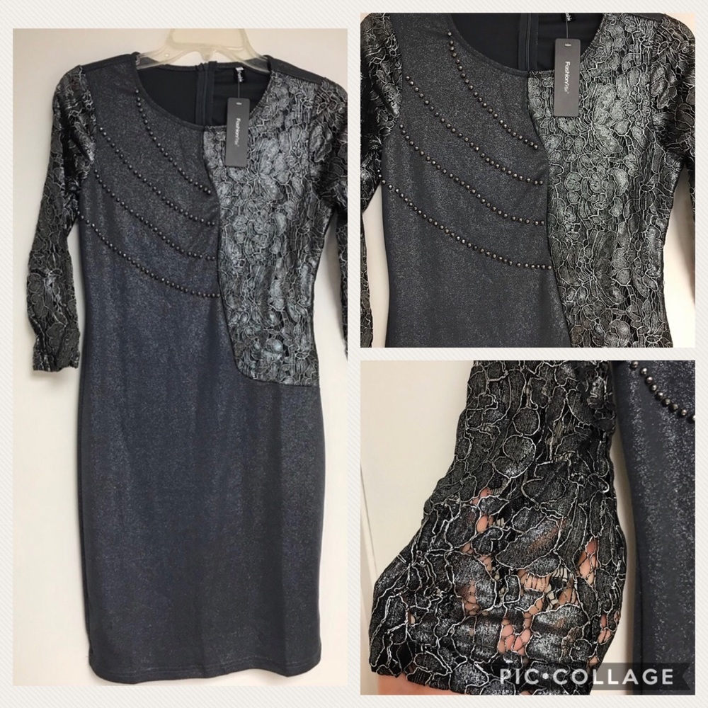 Brand new pewter evening dress